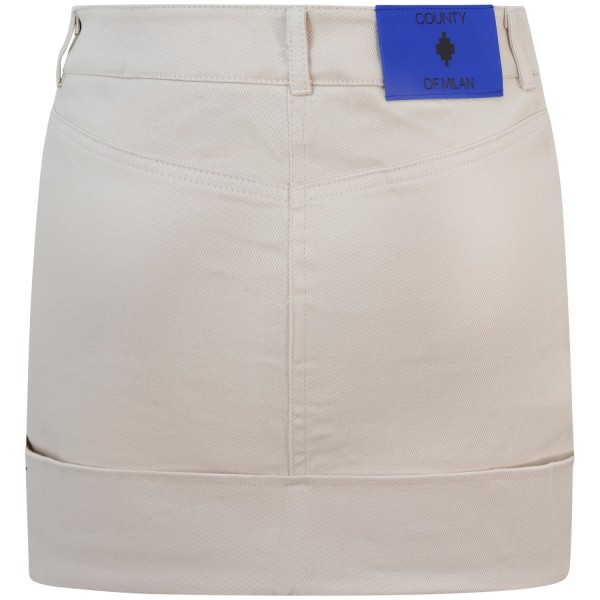 Mini gonna beige con logo per donna