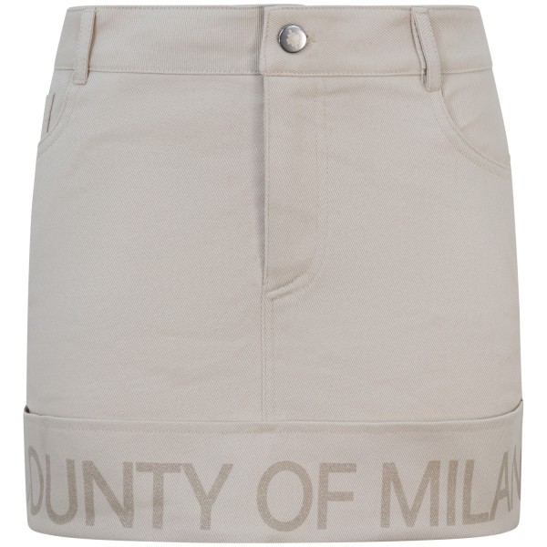 Mini gonna beige con logo per donna