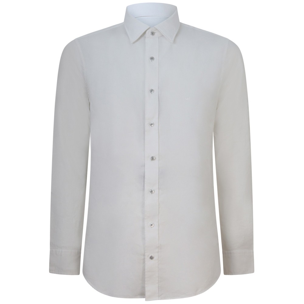 Camicia bianca  in lino  e cotone per uomo