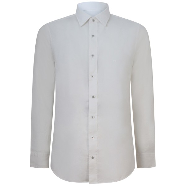 Camicia bianca  in lino  e cotone per uomo