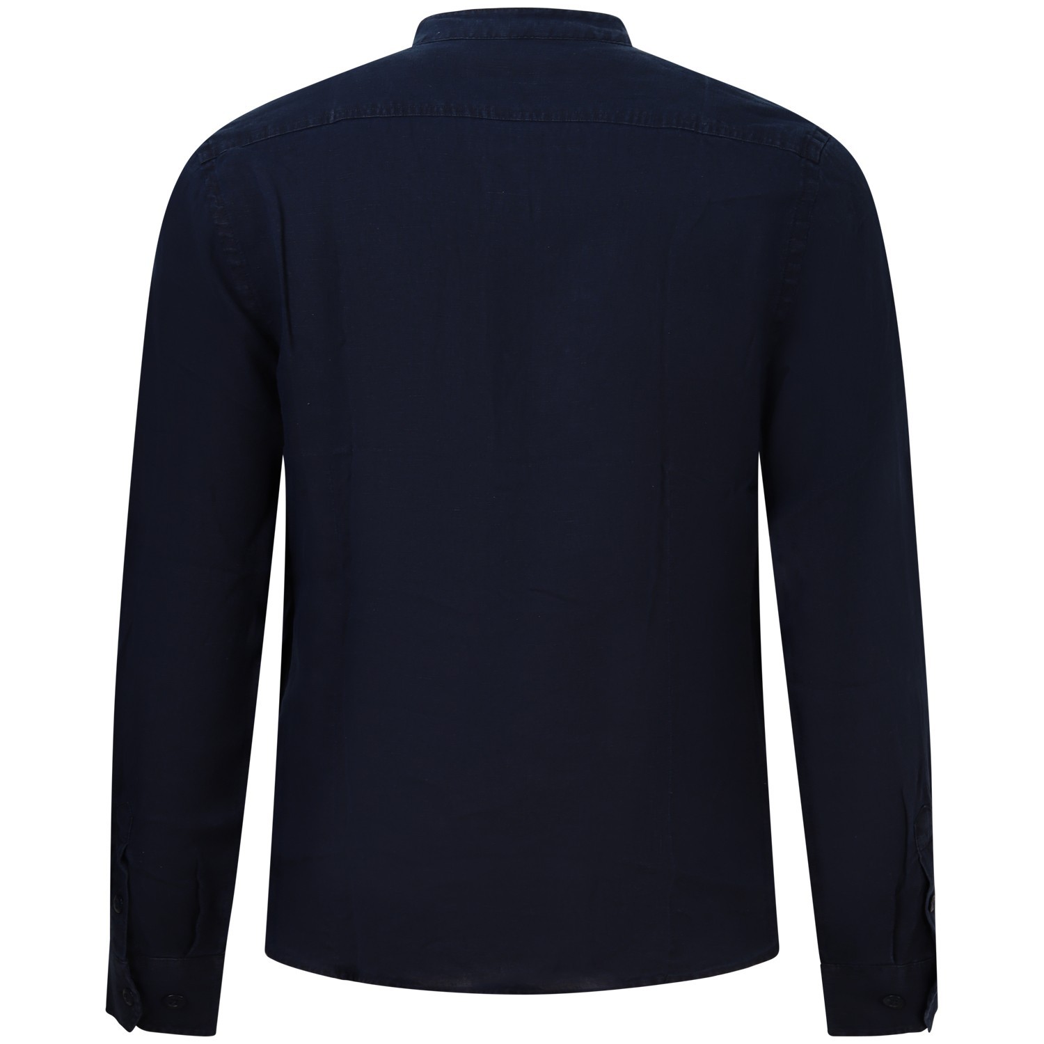 Camicia blu con collo coreano per uomo 2