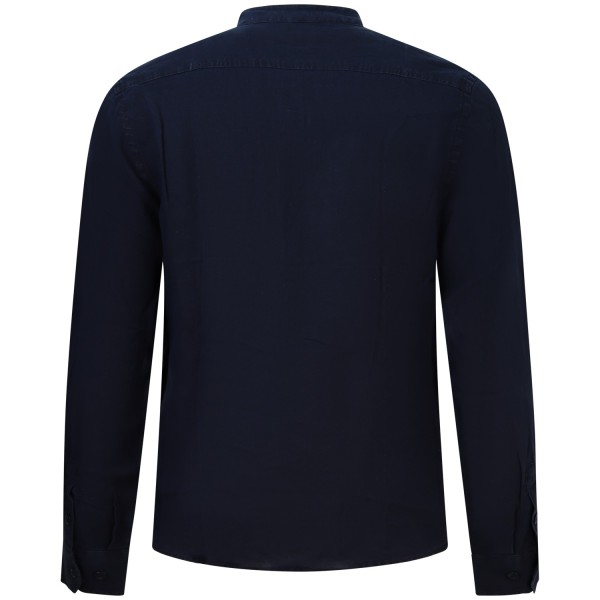 Camicia blu con collo coreano per uomo