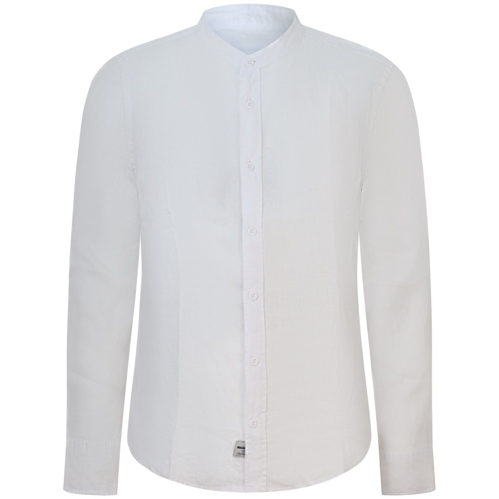 Camicia bianca con collo coreano per uomo