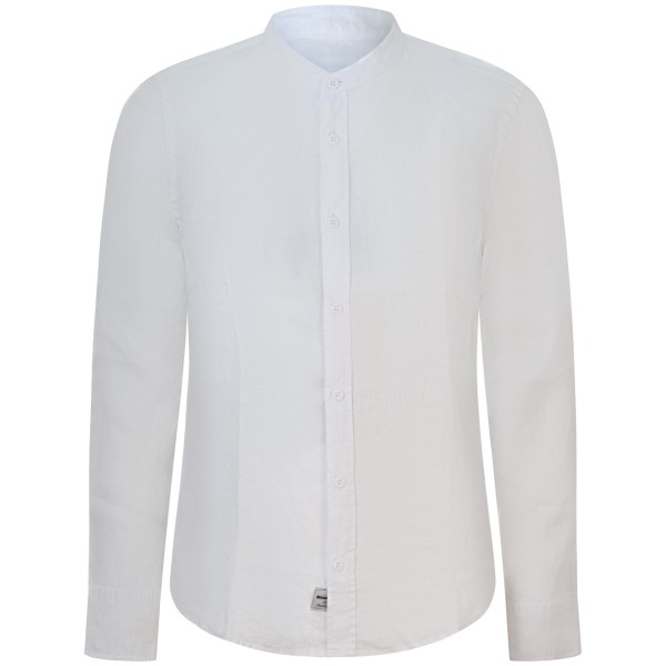 Camicia bianca con collo coreano per uomo