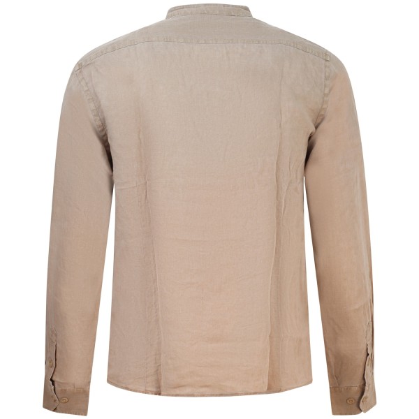 Camicia beige con collo coreano per uomo