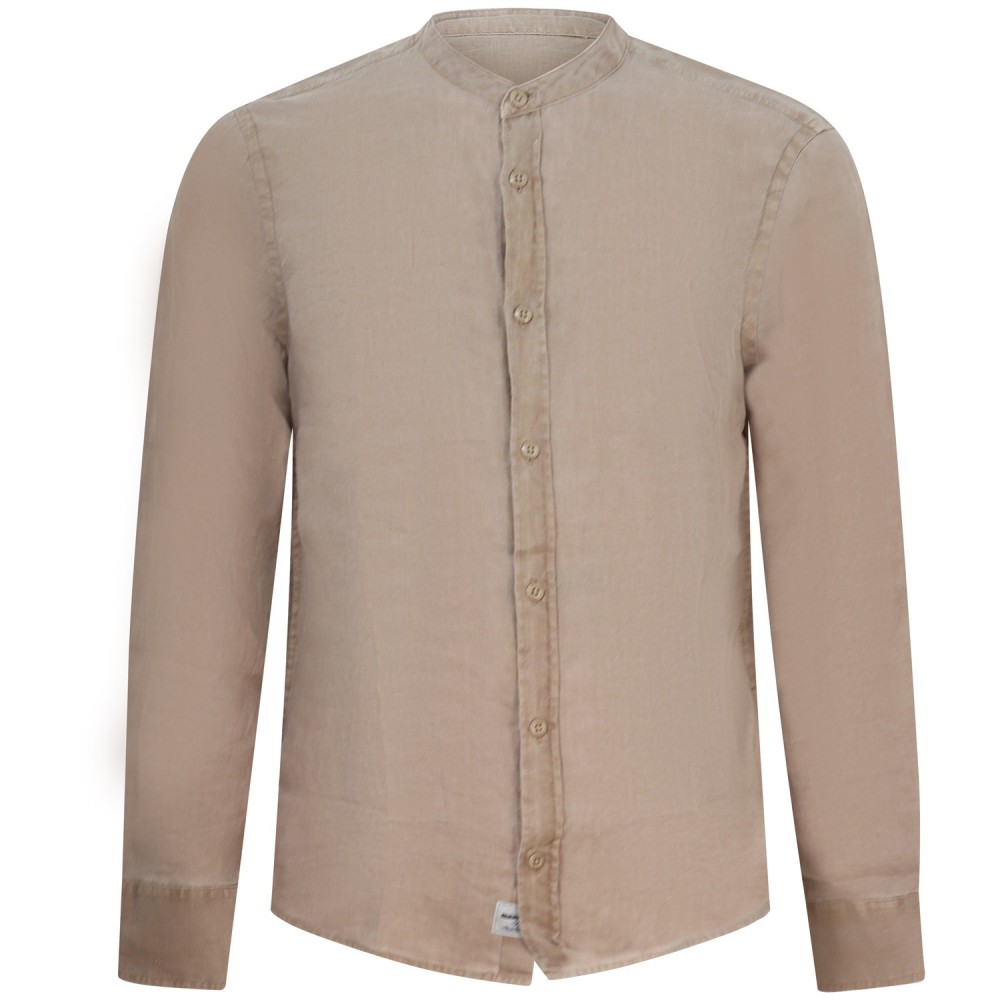 Camicia beige con collo coreano per uomo