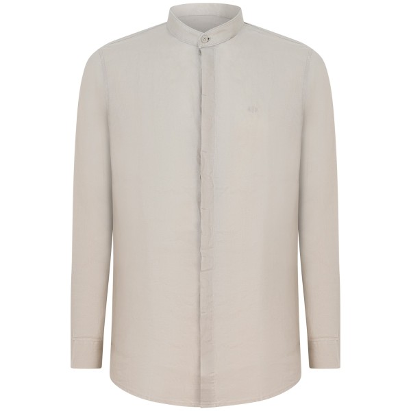 Camicia beige con collo corano per uomo