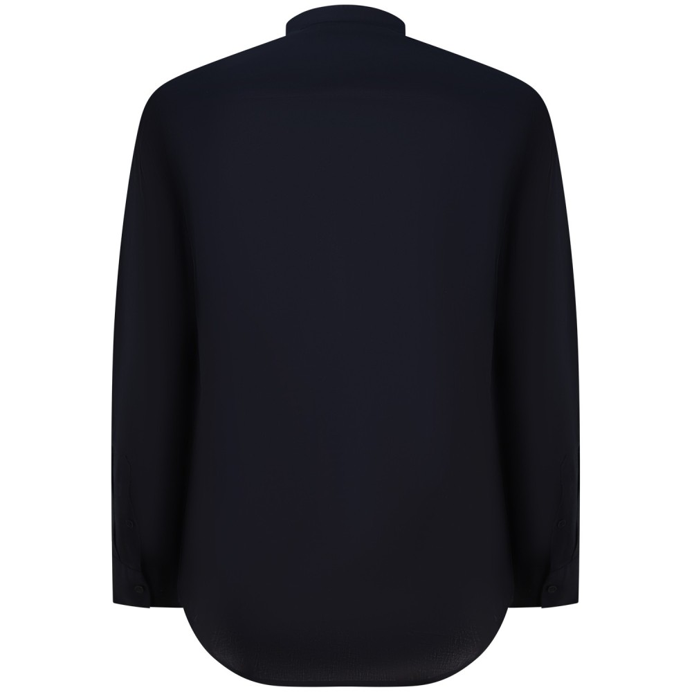 Camicia blu con collo coreano per uomo