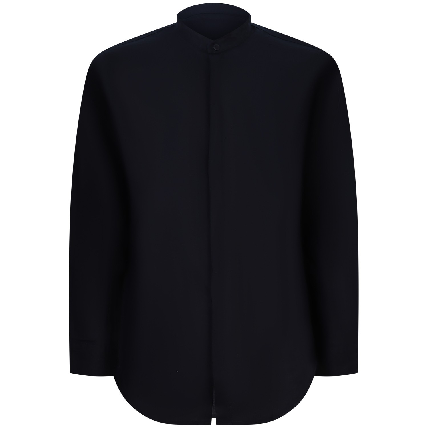 Camicia blu con collo coreano per uomo