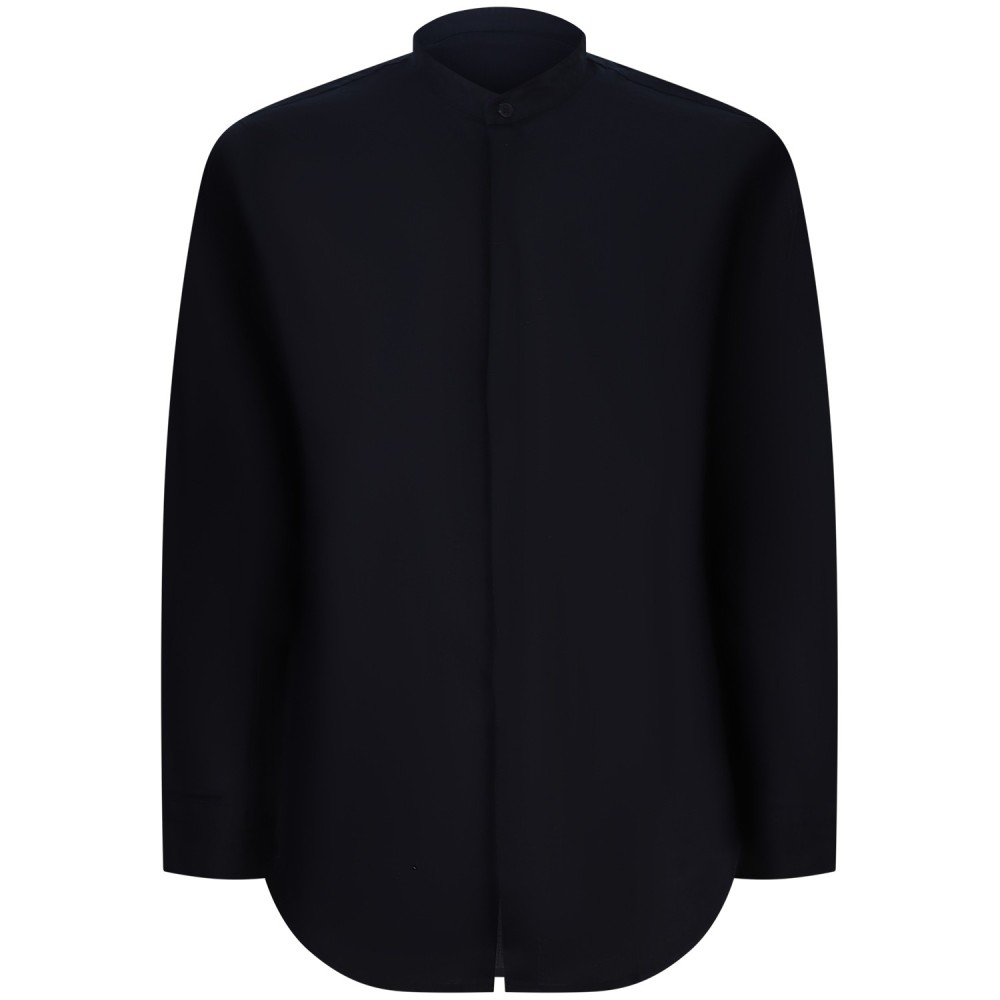 Camicia blu con collo coreano per uomo