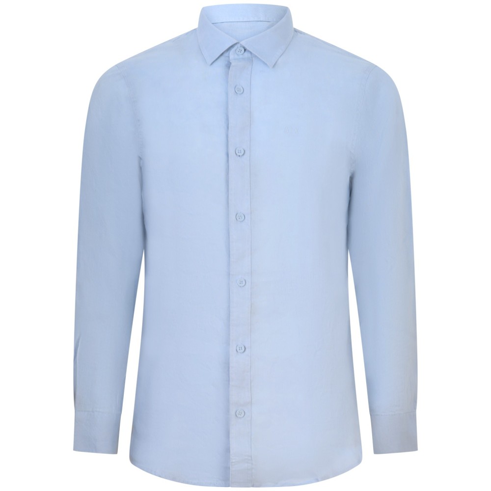 Camicia in lino celeste per uomo