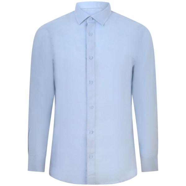 Camicia in lino celeste per uomo