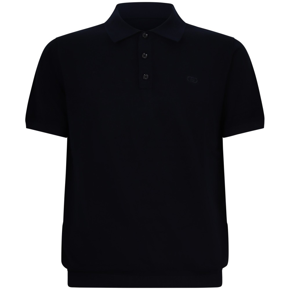 Polo in maglia blu per uomo