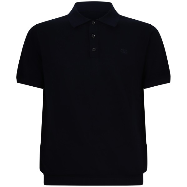 Polo in maglia blu per uomo