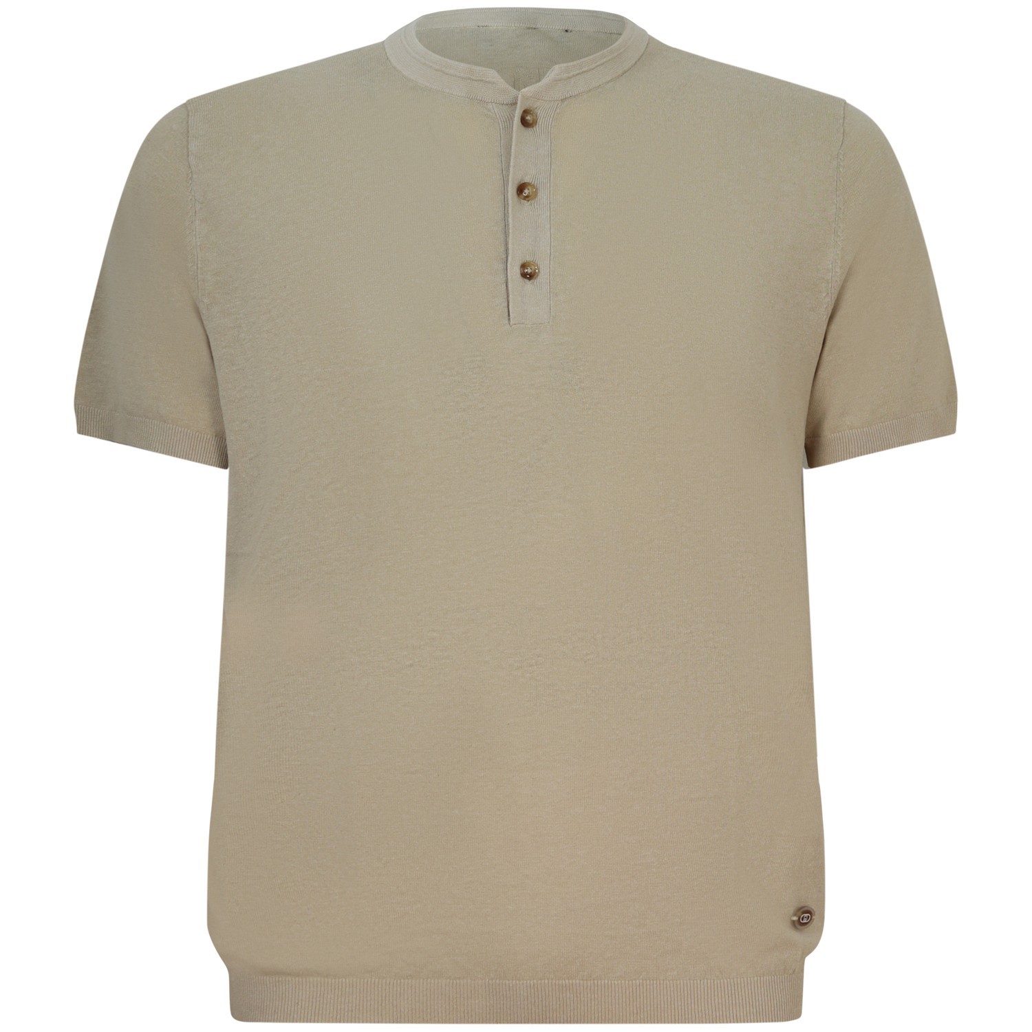 T-shirt in maglia beige con bottoncini per uomo