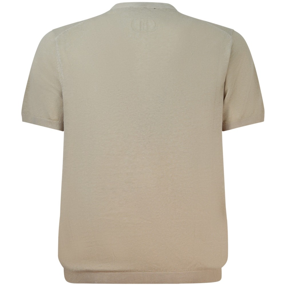 T-shirt in maglia beige con bottoncini per uomo