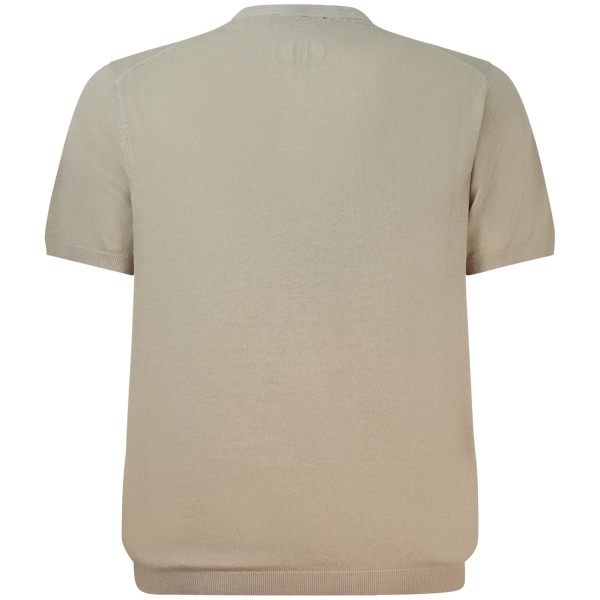 T-shirt in maglia beige con bottoncini per uomo