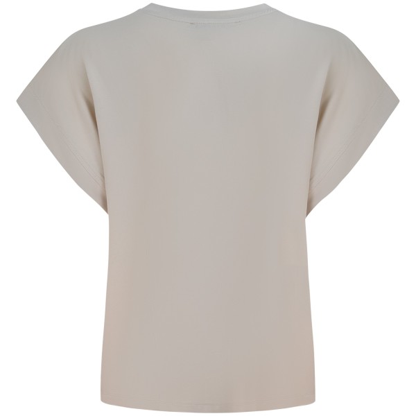 T-shirt panna con logo per donna