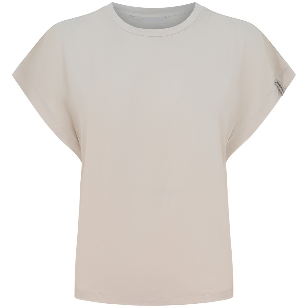 T-shirt panna con logo per donna