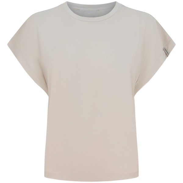 T-shirt panna con logo per donna