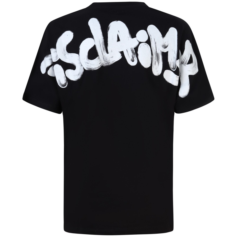 T-shirt nera con logo per donna