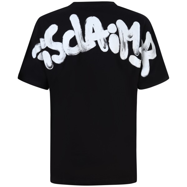 T-shirt nera con logo per donna