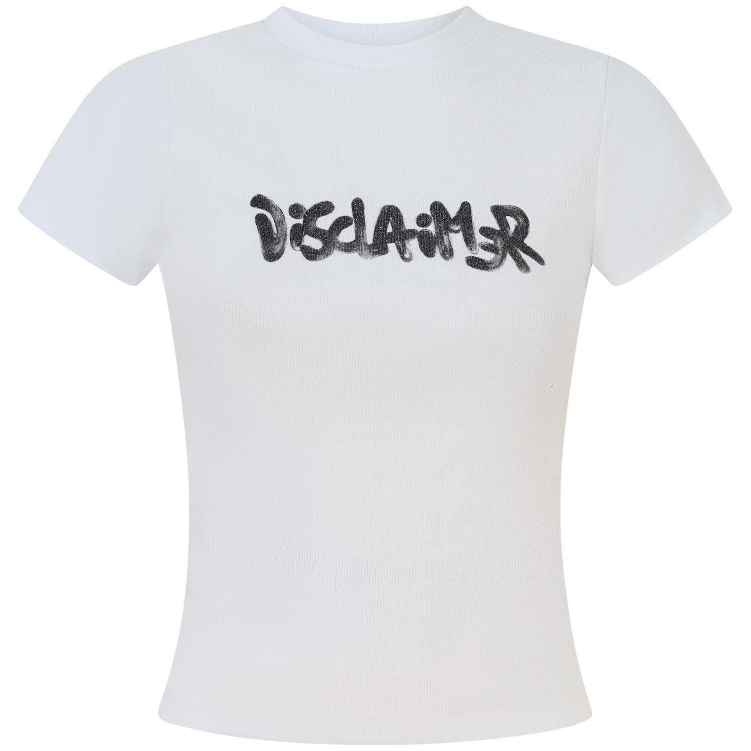 T-shirt bianca a costine per donna