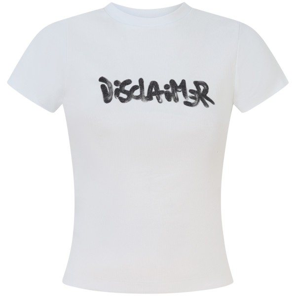 T-shirt bianca a costine per donna