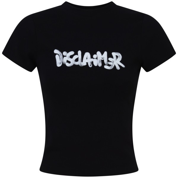 T-shirt  nera a costine per donna