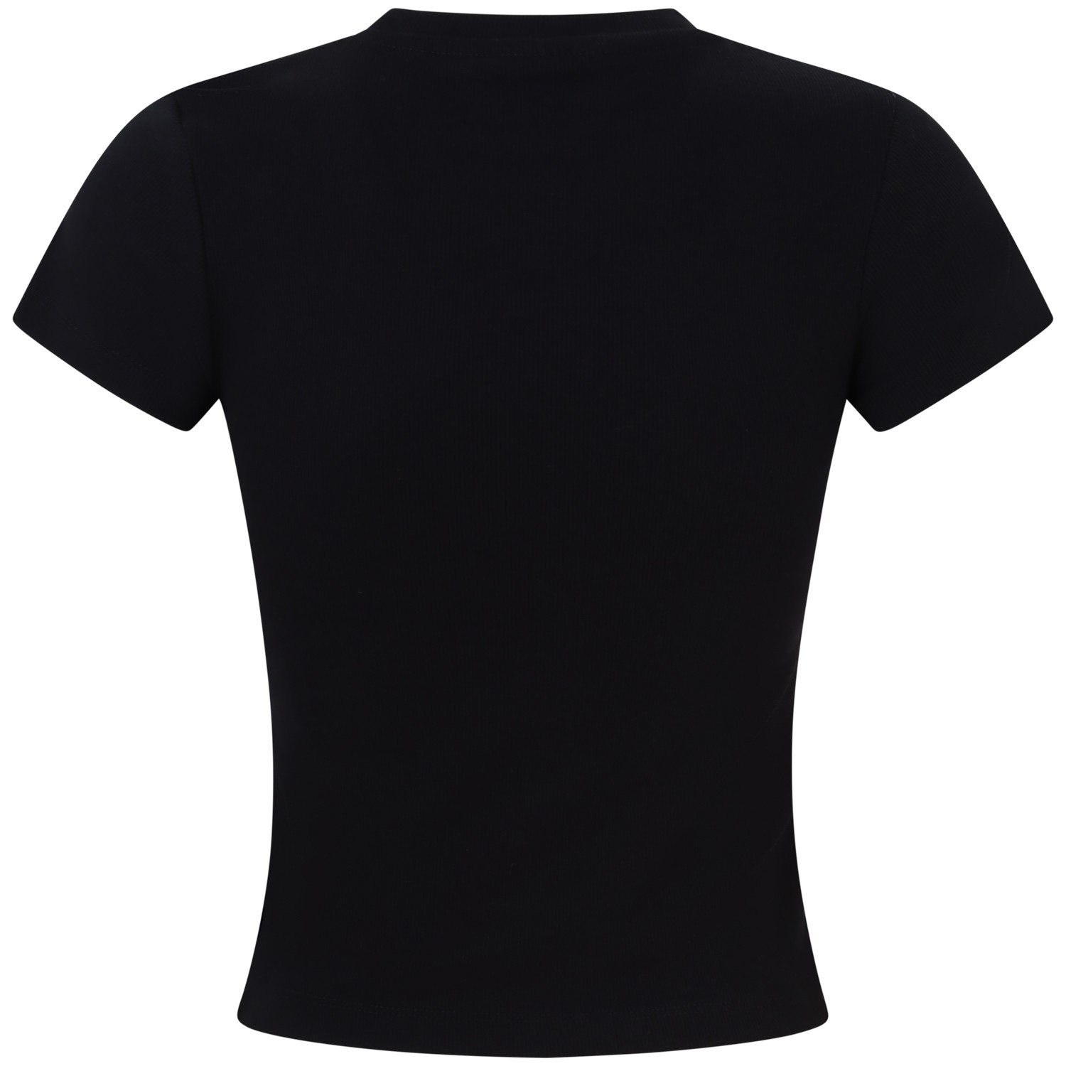 T-shirt  nera a costine per donna 2