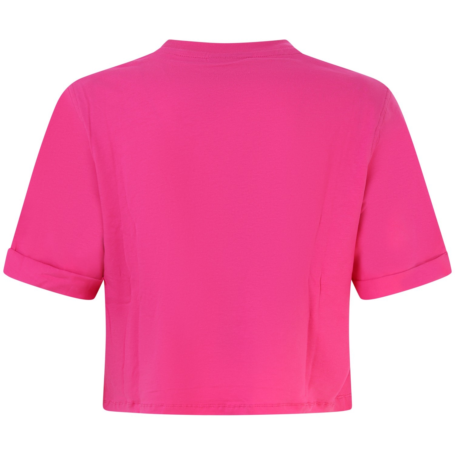 T-shirt fucsia con logo strass per donna 2