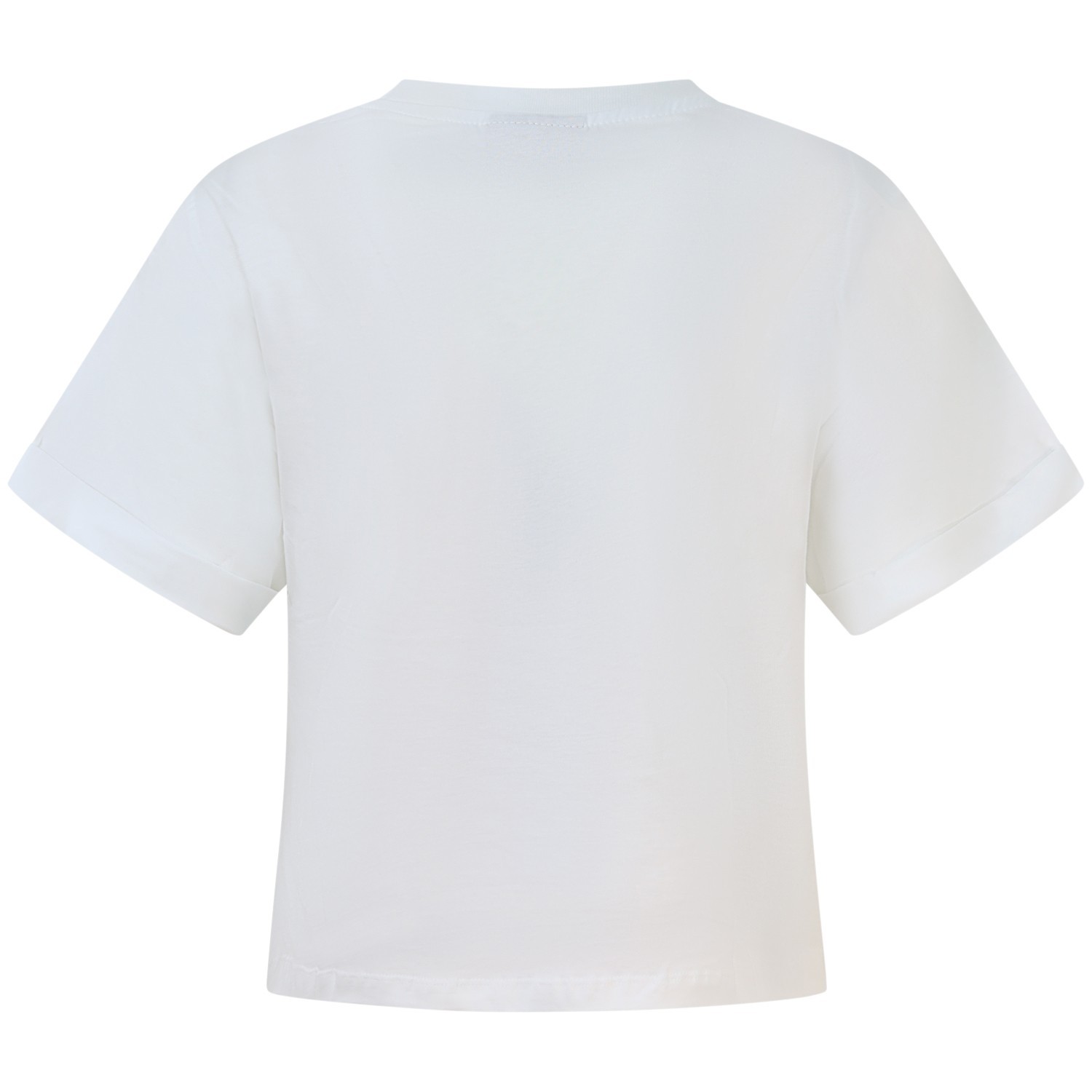 T-shirt bianca con logo strass per donna 2