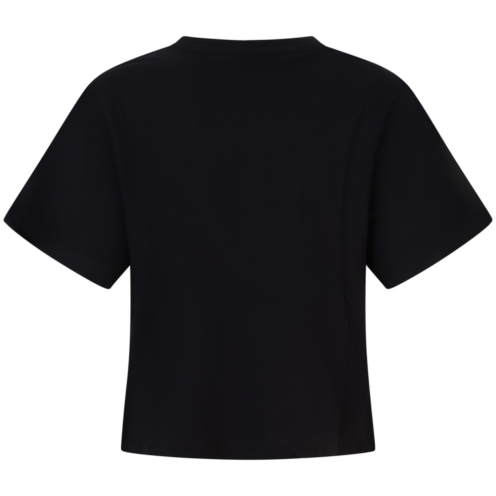 T-shirt nera con logo per donna