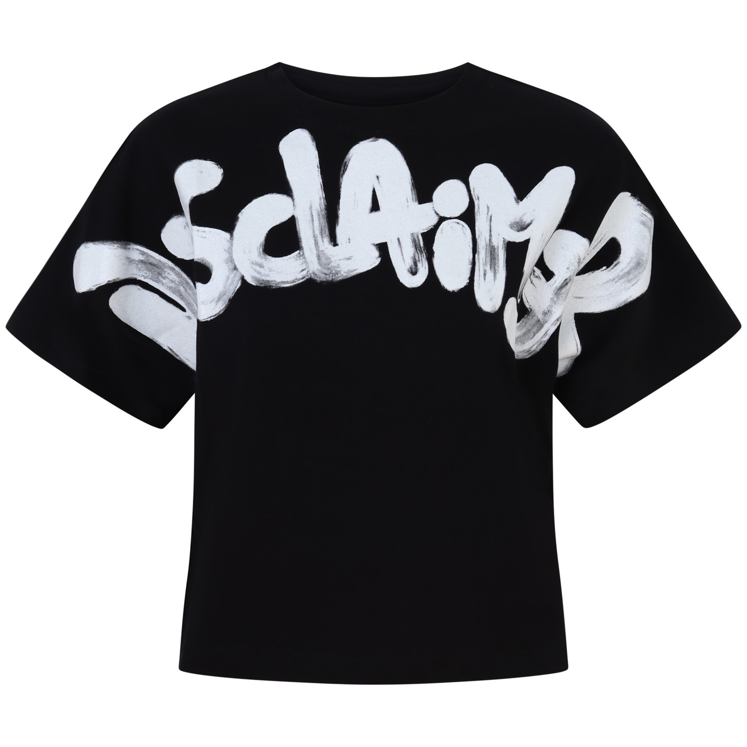 T-shirt nera con logo per donna