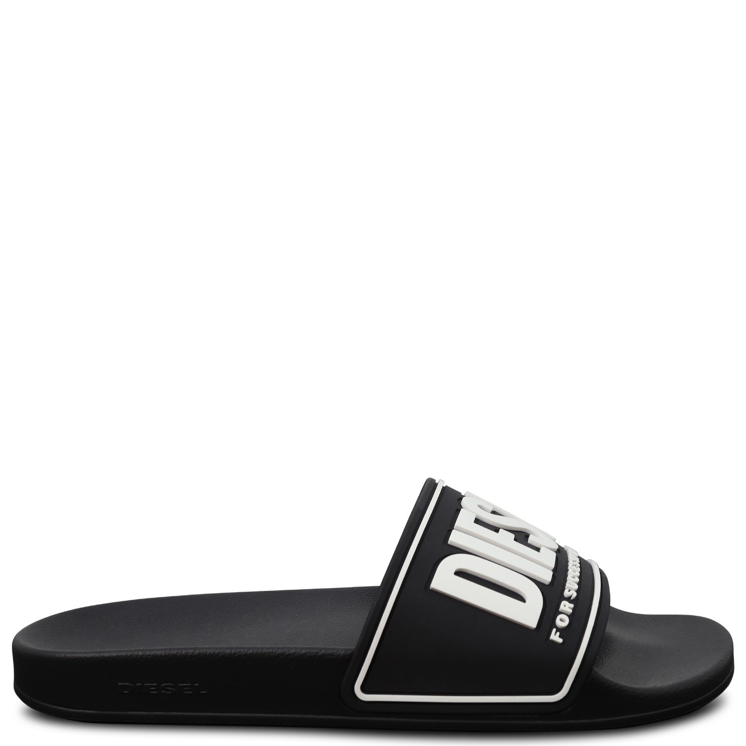 Ciabatte nere con logo bianco per uomo 2