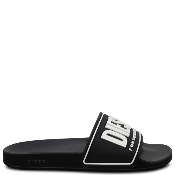 Ciabatte nere con logo bianco per uomo