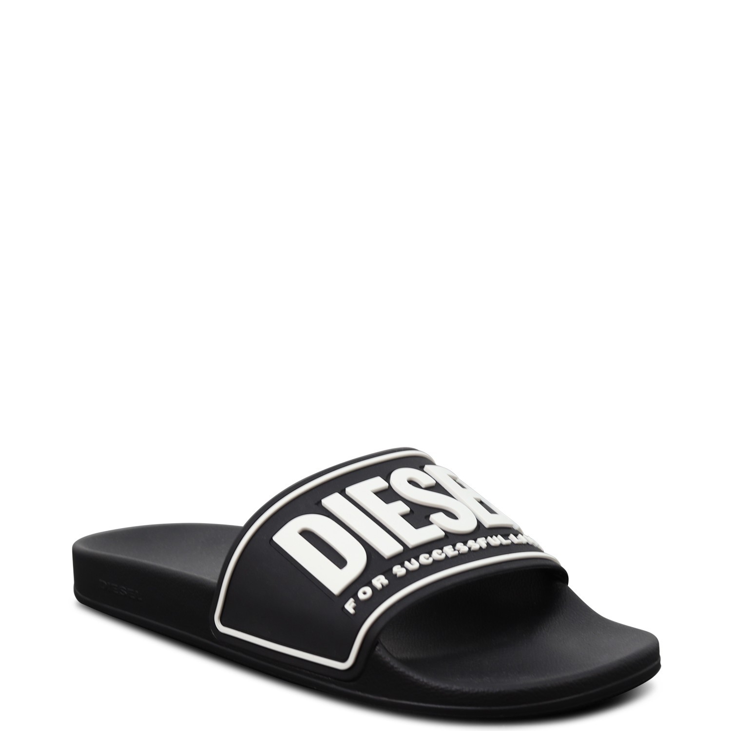 Ciabatte nere con logo bianco per uomo