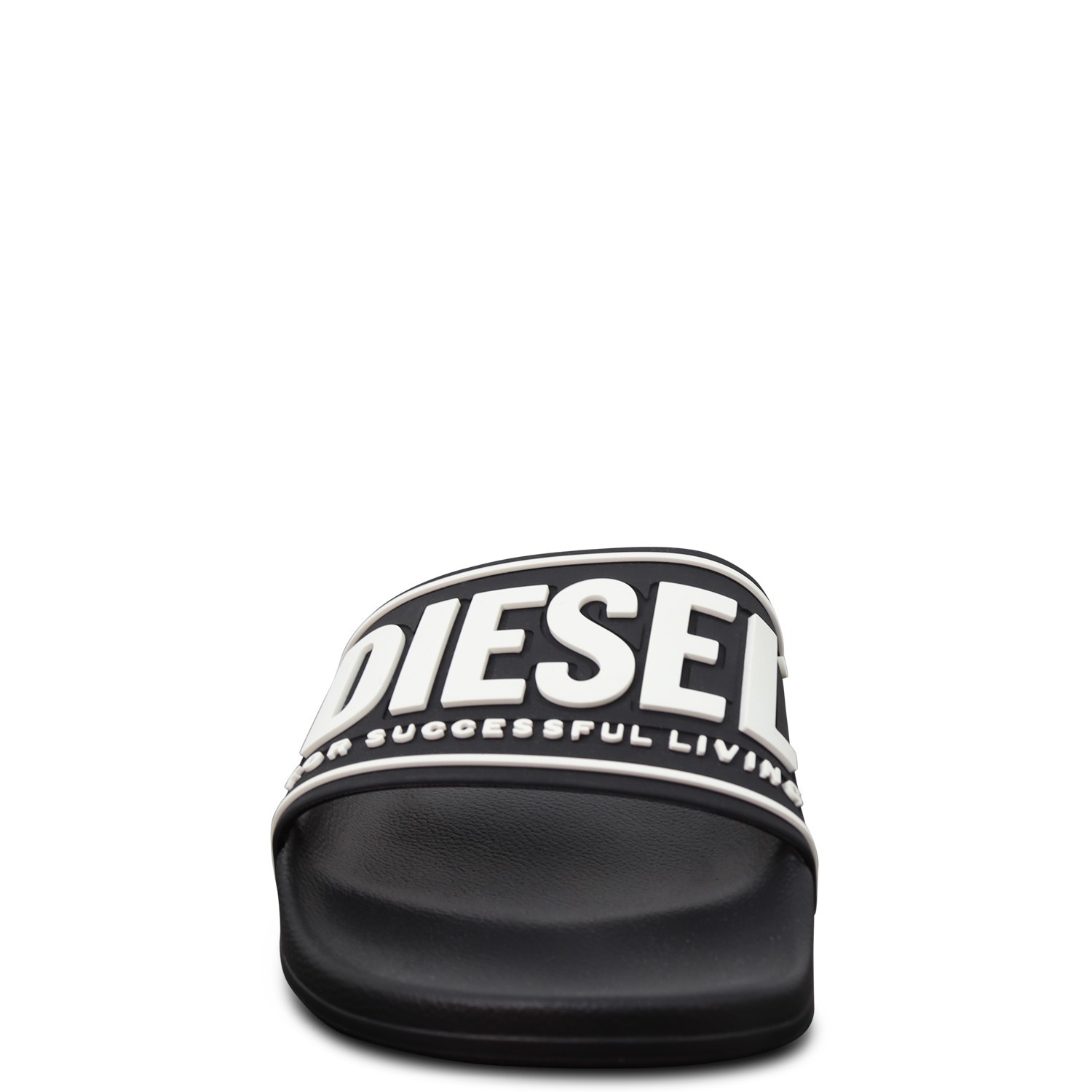 Ciabatte nere con logo bianco per uomo