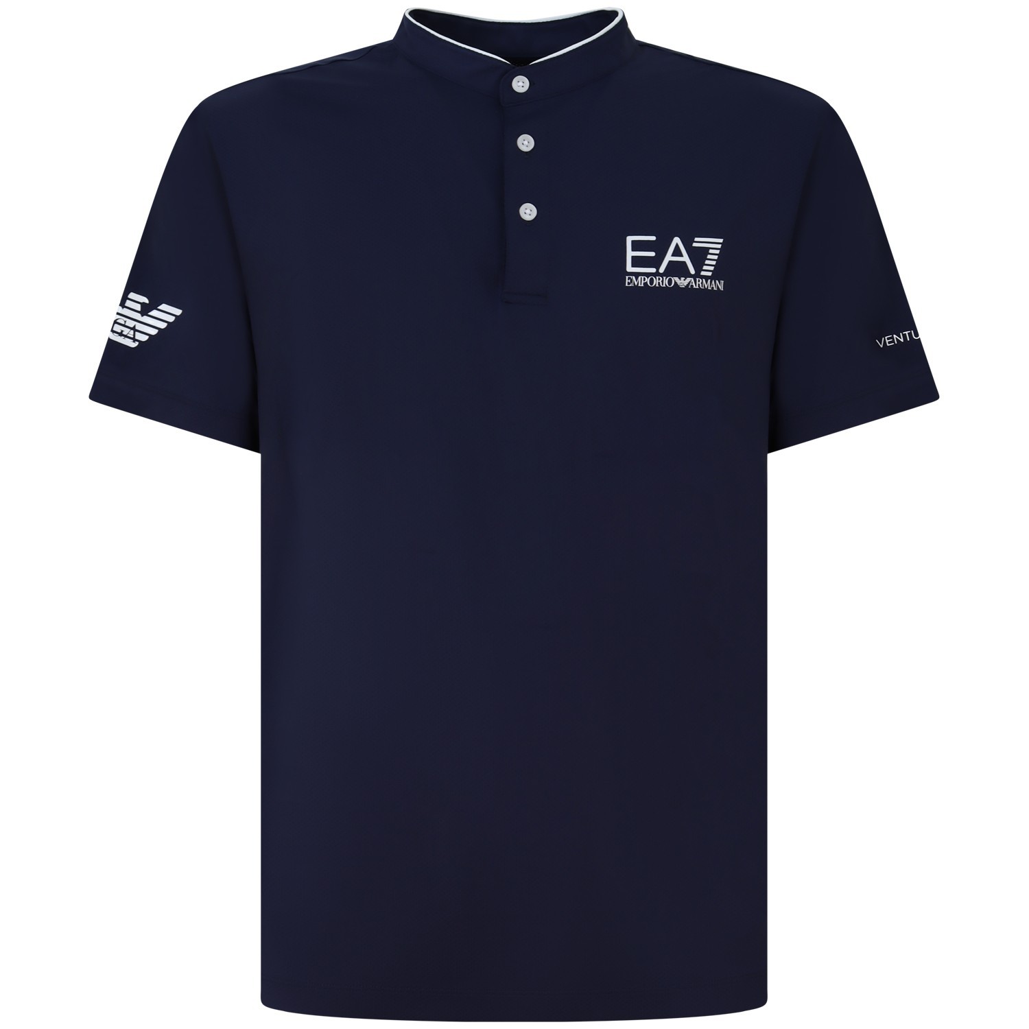 Polo blu con mini logo per uomo