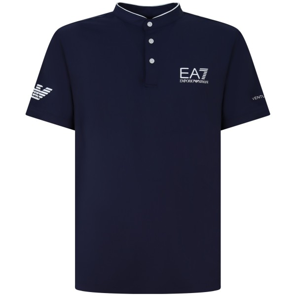 Polo blu con mini logo per uomo