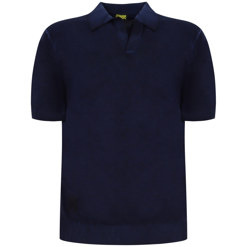 Polo blu in maglia per uomo