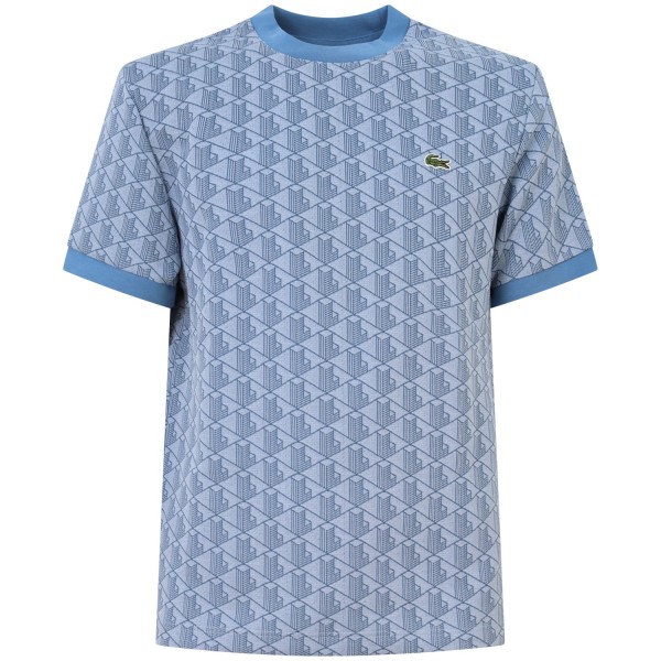 T-shirt azzurra con logo all over per uomo