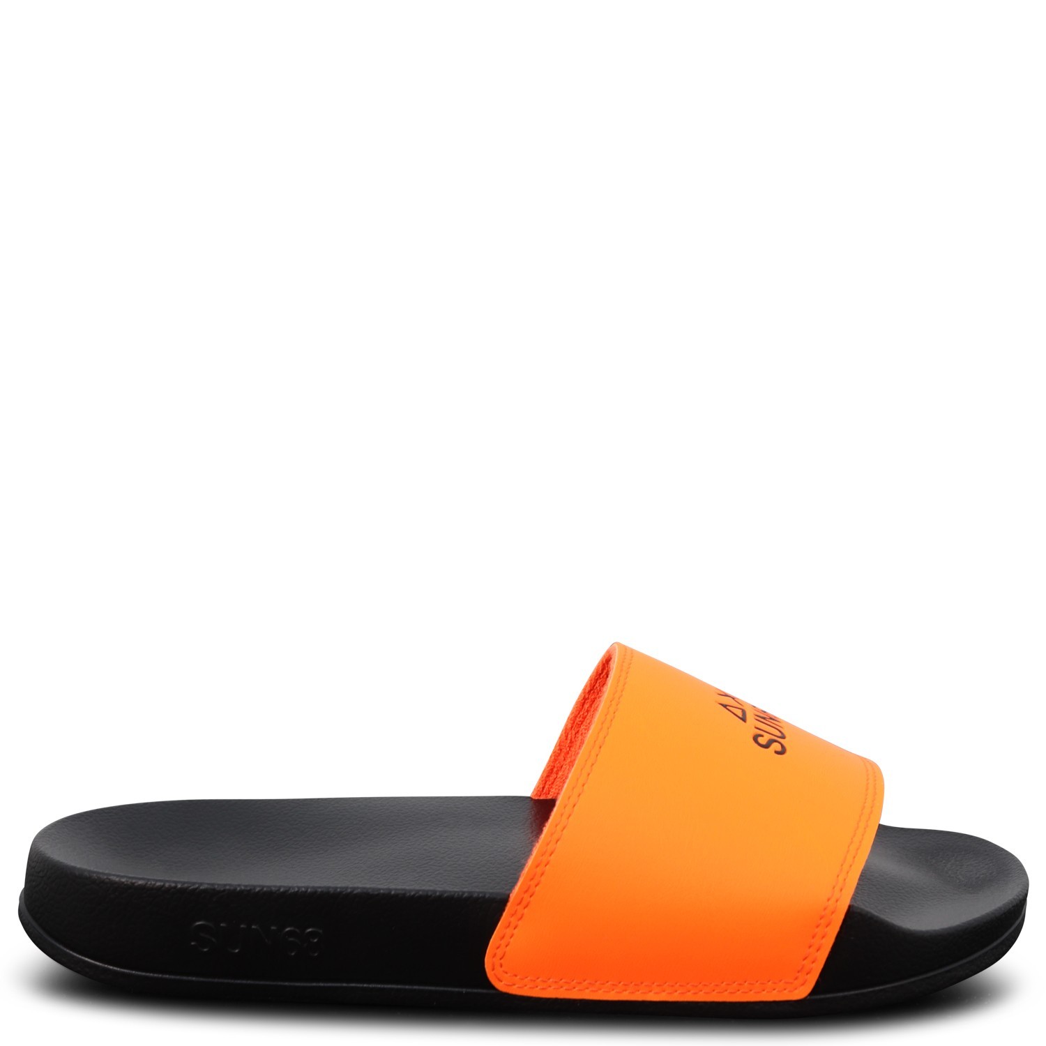 Ciabatte nere con logo arancio per uomo