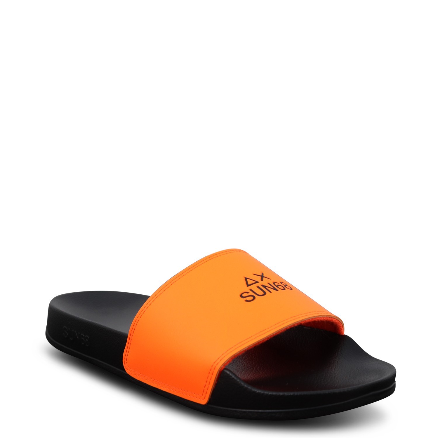 Ciabatte nere con logo arancio per uomo 2