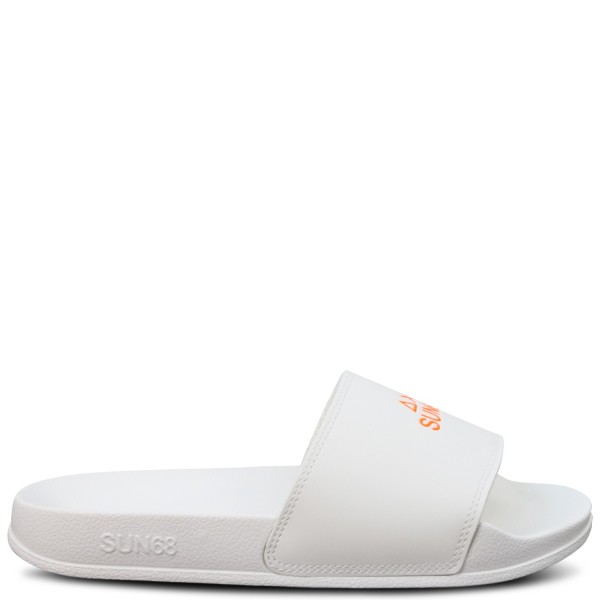 Ciabatte bianche con logo arancio per uomo