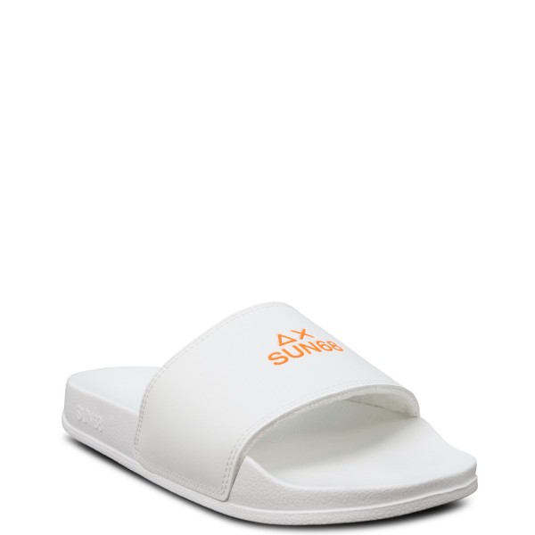 Ciabatte bianche con logo arancio per uomo