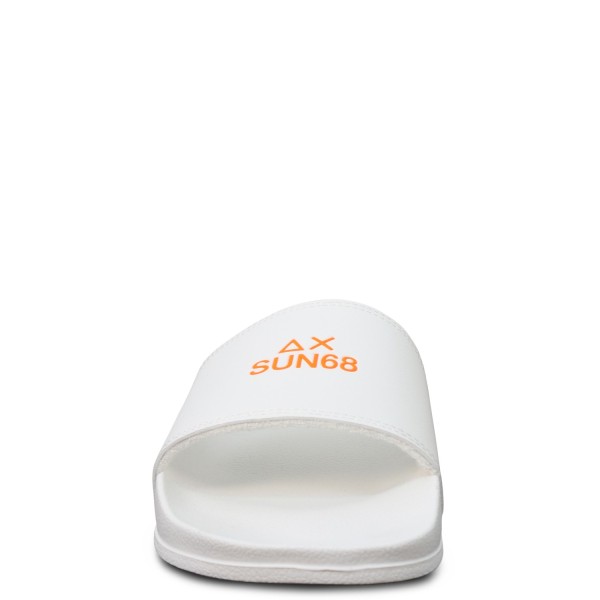 Ciabatte bianche con logo arancio per uomo