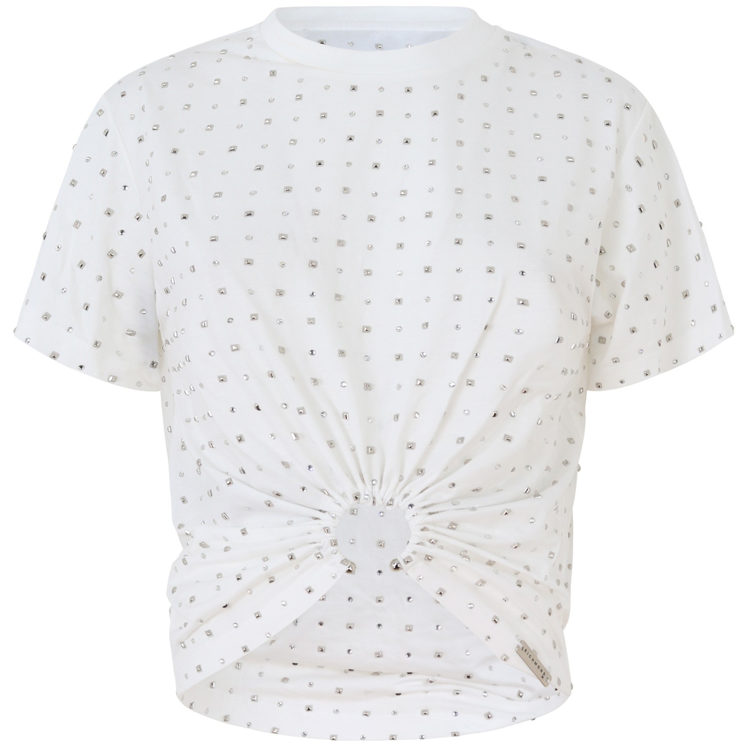 T-shirt bianca con borchie per donna