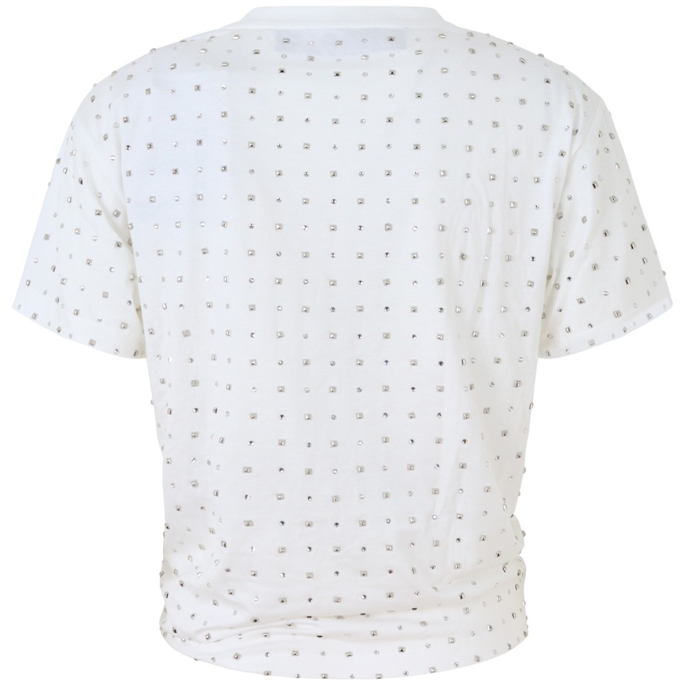 T-shirt bianca con borchie per donna