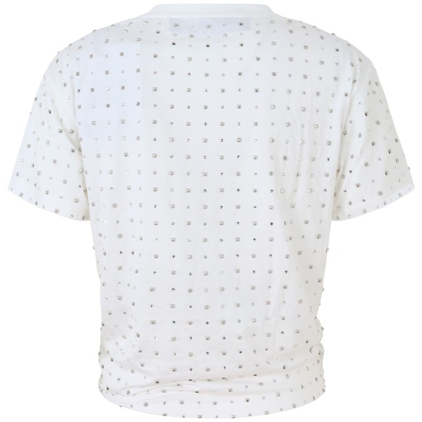 T-shirt bianca con borchie per donna